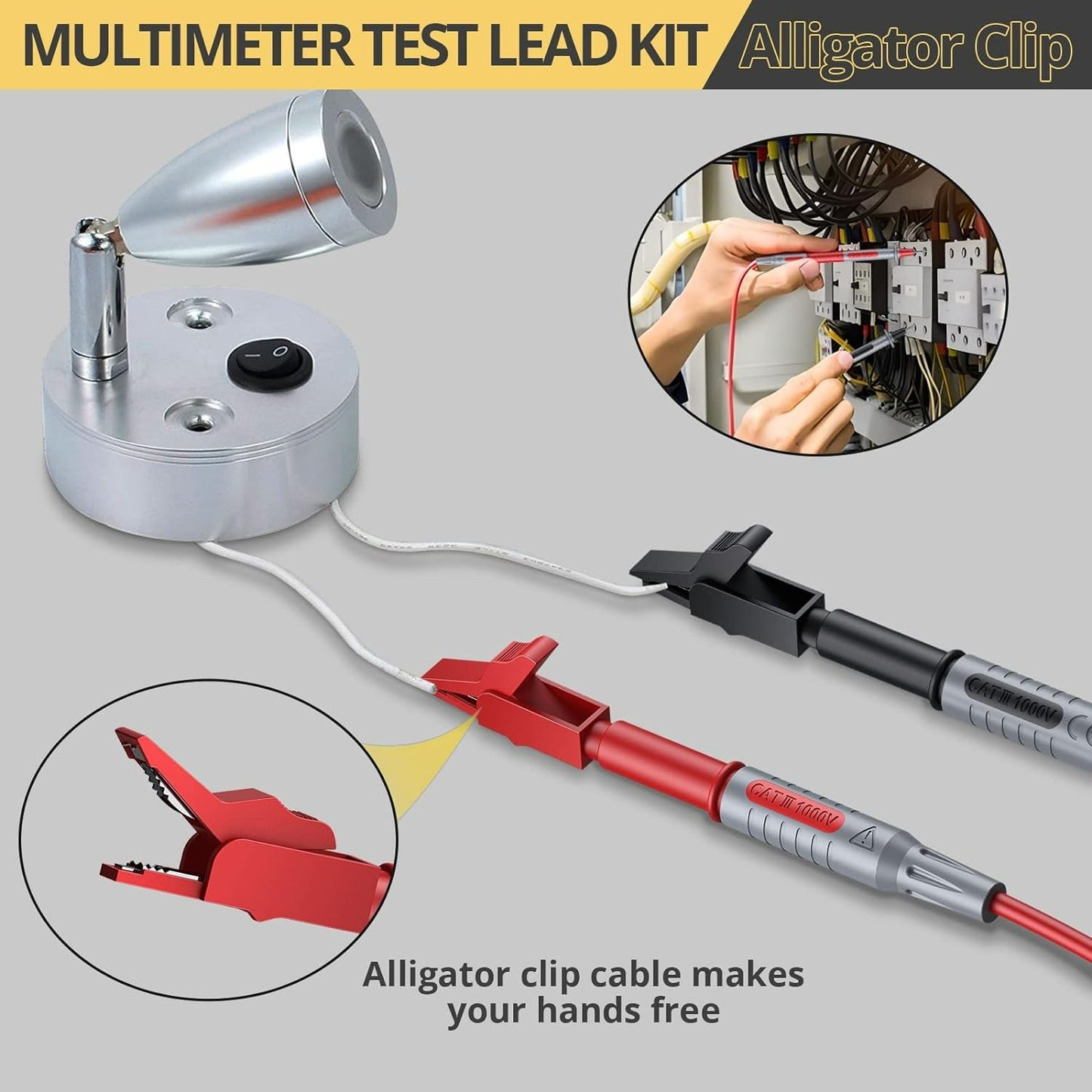 AMTOVL Multi Test Leads Kit, 24-in-1 Electrical Multimeter Test Lead with Alligator Clips, Test Probe, Spring Grabber,Banana Plug - Volt Meter Leads for Voltage Circuit Tester