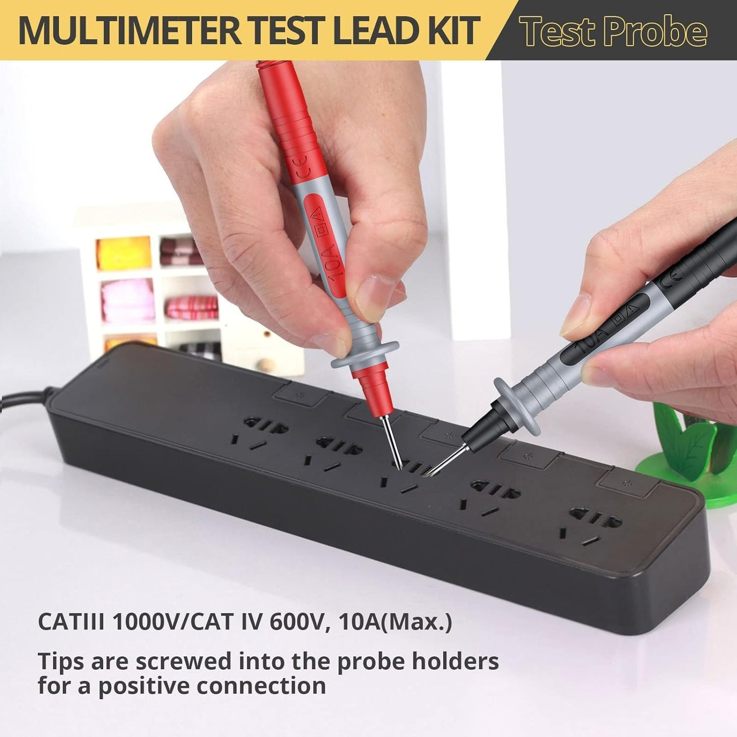 AMTOVL Multi Test Leads Kit, 24-in-1 Electrical Multimeter Test Lead with Alligator Clips, Test Probe, Spring Grabber,Banana Plug - Volt Meter Leads for Voltage Circuit Tester