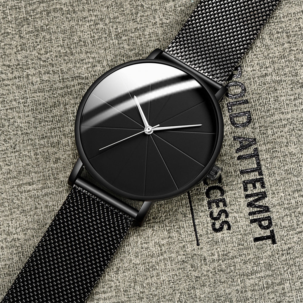 2022 Minimalist Men's Fashion Watches Simple Men Business Ultra Thin Stainless Steel Mesh Belt Quartz Watch relogio masculino