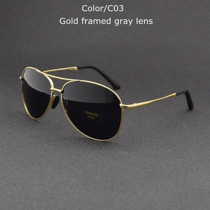 TUZENGYONG 2023 Brand Alloy Men's Sunglasses Polarized UV400 Lens Sun Glasses For Men Pilot Eyewear Oculos de sol High Quality
