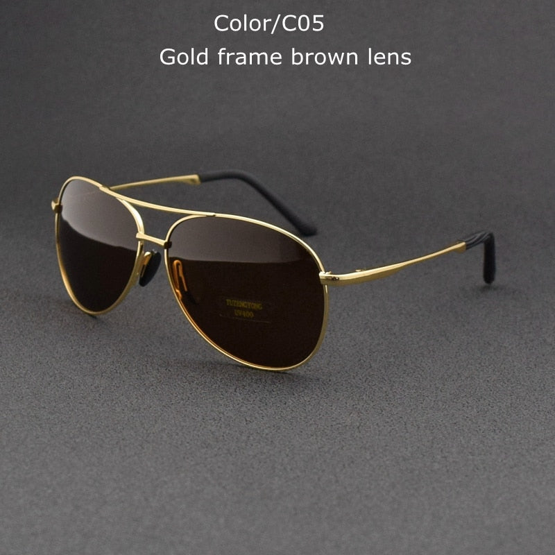 TUZENGYONG 2023 Brand Alloy Men's Sunglasses Polarized UV400 Lens Sun Glasses For Men Pilot Eyewear Oculos de sol High Quality