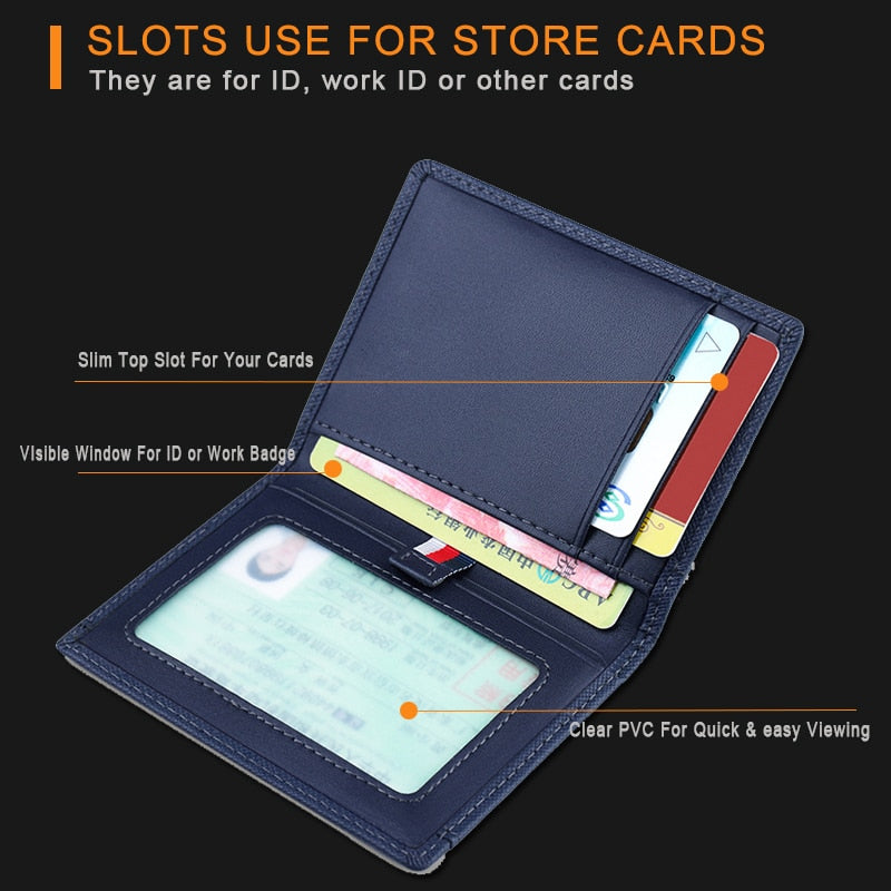WILLIAMPOLO Men's Wallet 6 Card Holders Purse For Men Leather Luxury Credit Card Wallet Male Small Purse Gift For Husband Black