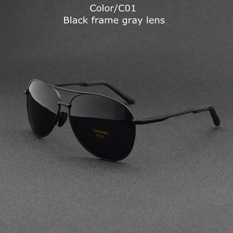 TUZENGYONG 2023 Brand Alloy Men's Sunglasses Polarized UV400 Lens Sun Glasses For Men Pilot Eyewear Oculos de sol High Quality