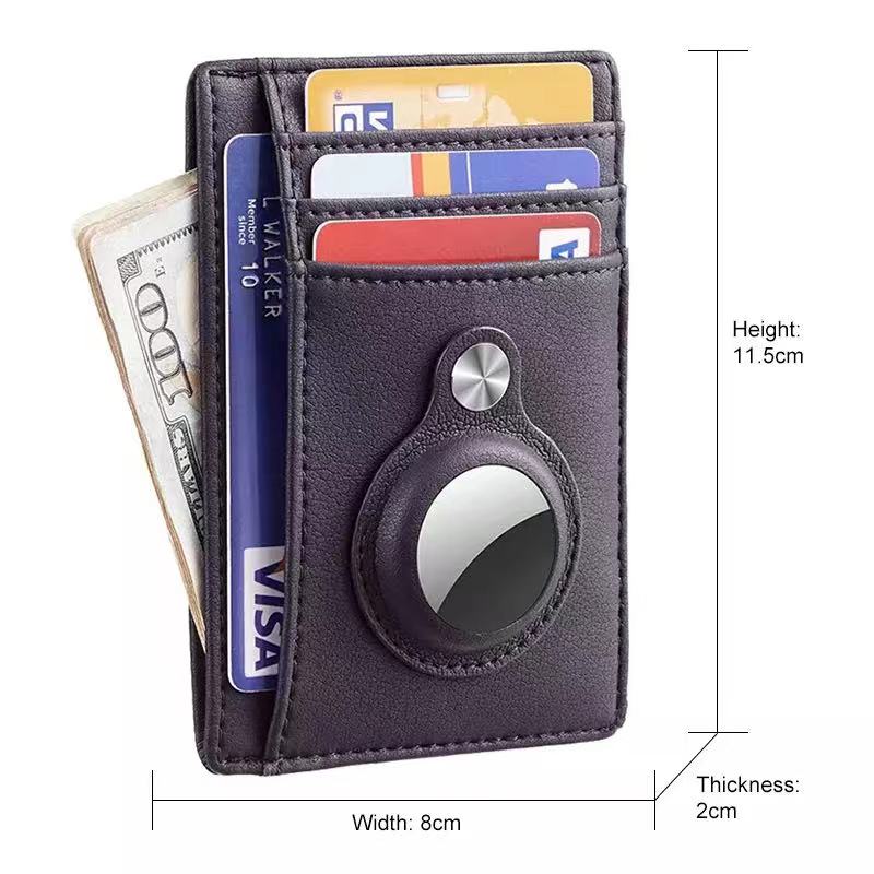PU Leather Man Airtags Wallet Casekey For Apple Airtags Anti-lost Protective Cover Stand Multifunctional Card Holder Clip Case