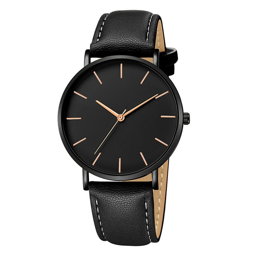 Luxury Men's Watch 2023 New Fashion Simple Leather Gold Silver Dial Men Watches Casual Quartz Clock Relogio Erkek Kol Saati