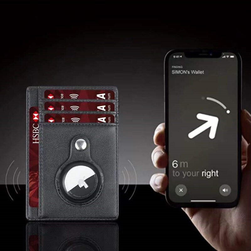 PU Leather Man Airtags Wallet Casekey For Apple Airtags Anti-lost Protective Cover Stand Multifunctional Card Holder Clip Case