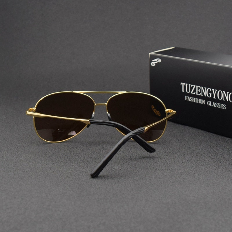 TUZENGYONG 2023 Brand Alloy Men's Sunglasses Polarized UV400 Lens Sun Glasses For Men Pilot Eyewear Oculos de sol High Quality