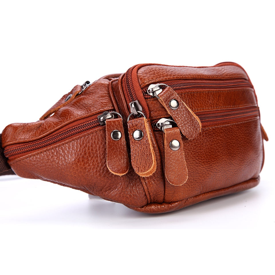 Sac banane en cuir véritable pour hommes, pochette de téléphone, sacoches de marque, sac banane de voyage pour hommes