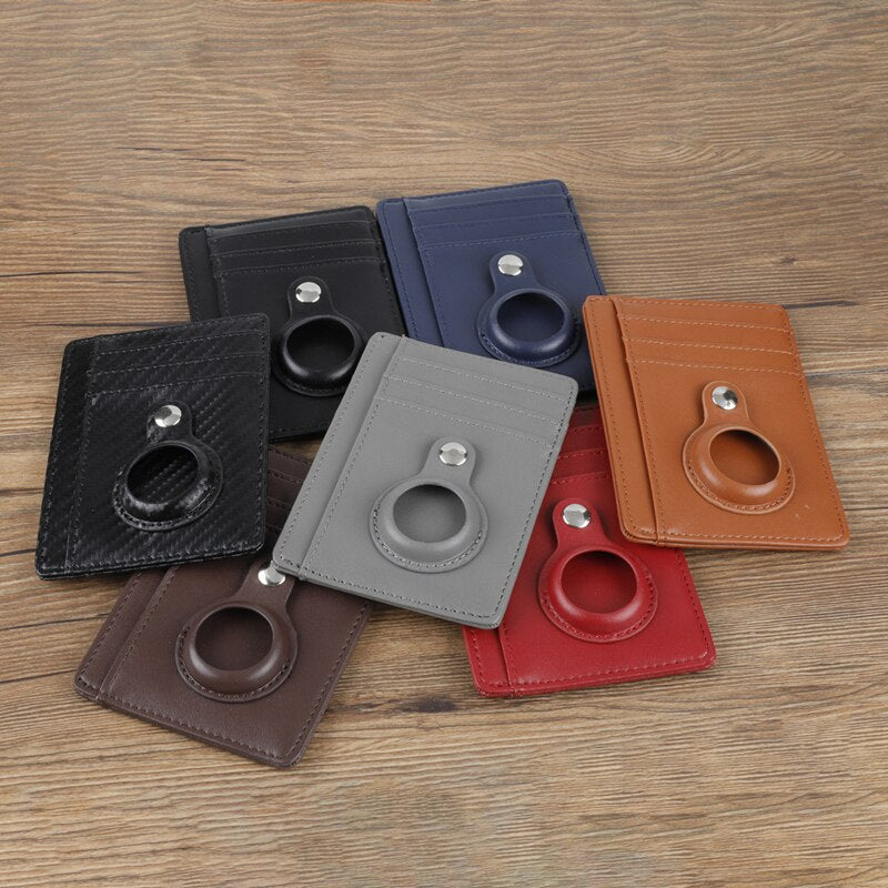 PU Leather Man Airtags Wallet Casekey For Apple Airtags Anti-lost Protective Cover Stand Multifunctional Card Holder Clip Case