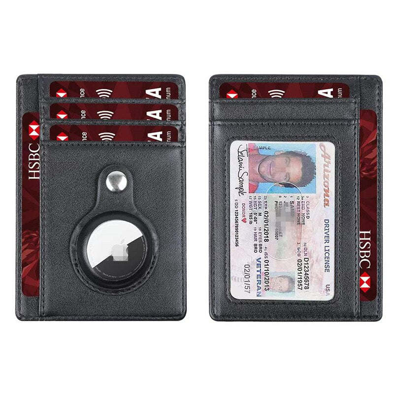 PU Leather Man Airtags Wallet Casekey For Apple Airtags Anti-lost Protective Cover Stand Multifunctional Card Holder Clip Case