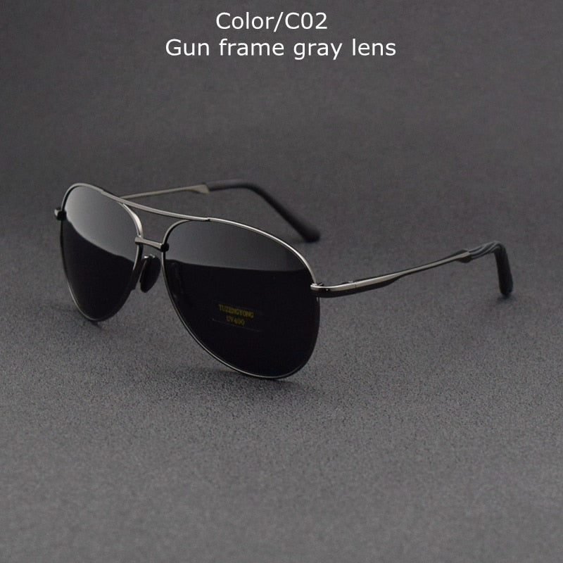 TUZENGYONG 2023 Brand Alloy Men's Sunglasses Polarized UV400 Lens Sun Glasses For Men Pilot Eyewear Oculos de sol High Quality