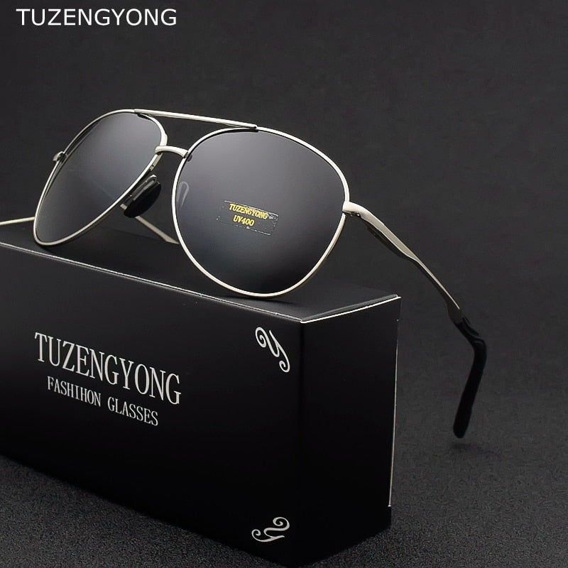 TUZENGYONG 2023 Brand Alloy Men's Sunglasses Polarized UV400 Lens Sun Glasses For Men Pilot Eyewear Oculos de sol High Quality