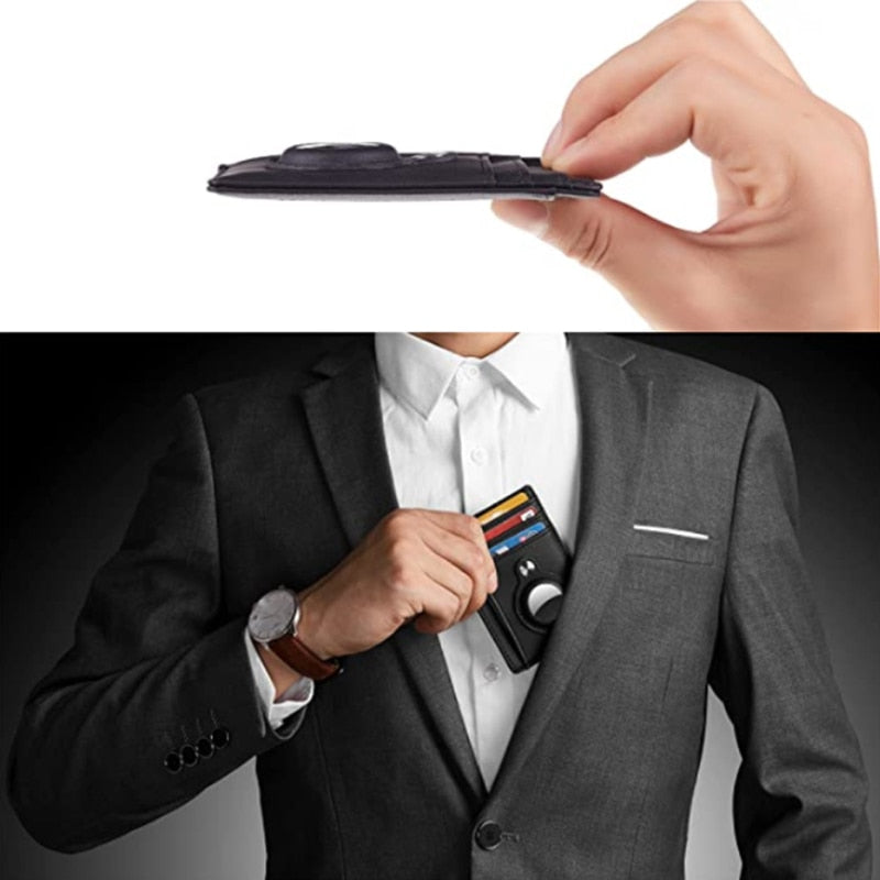 PU Leather Man Airtags Wallet Casekey For Apple Airtags Anti-lost Protective Cover Stand Multifunctional Card Holder Clip Case