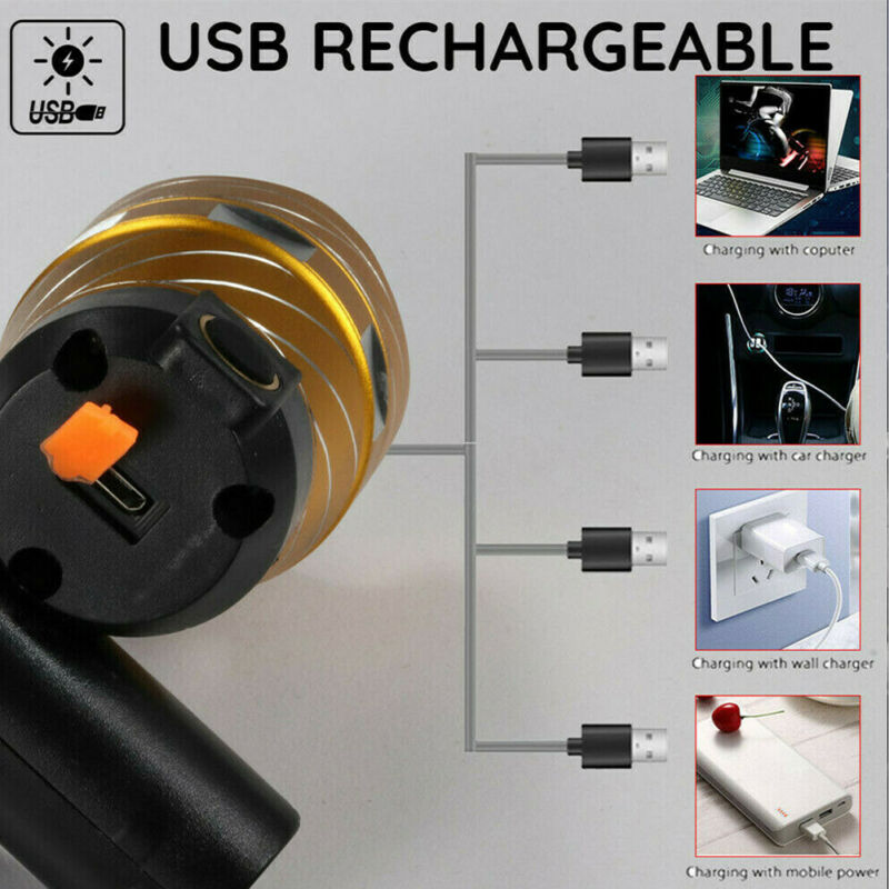 USB Rechargeable 15000LM XM-L T6 LED MTB Bike Front Rear Headlight Bicycle Front Light
