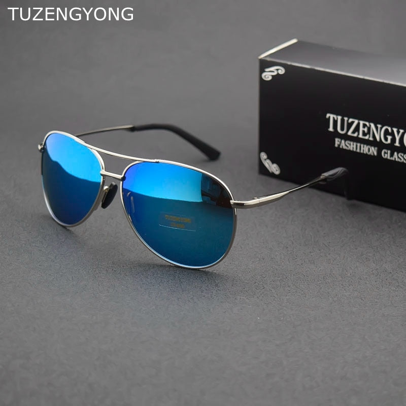 TUZENGYONG 2023 Brand Alloy Men's Sunglasses Polarized UV400 Lens Sun Glasses For Men Pilot Eyewear Oculos de sol High Quality