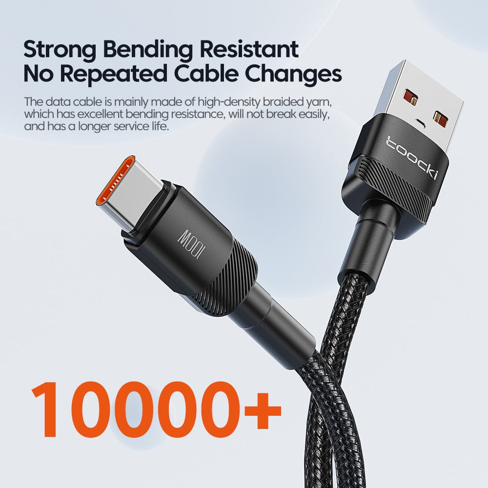 Toocki 6A USB Type C Cable For Huawei Honor 100W/66W Fast Charging Charger USB C Data Cord Cable For Xiaomi Poco Oneplus Samsung