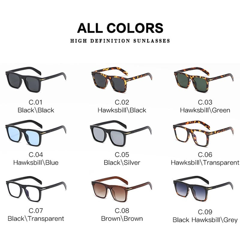 2022 Classic Men's Square Sunglasses Fashion Brand Designer Rivet Retro Women Sun Glasses UV400  Beckham Style Driver Eyewear