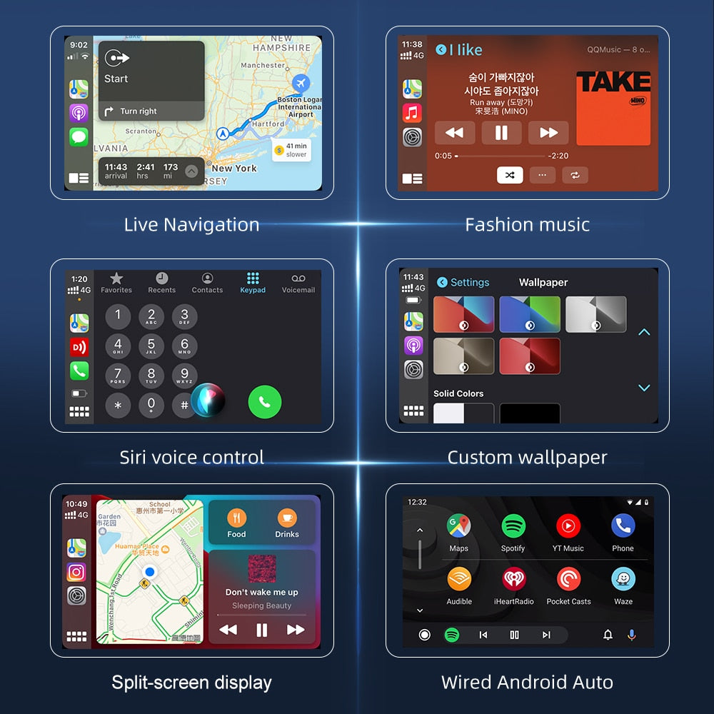 Hot Sale CarlinKit USB Wireless CarPlay Dongle Wired Android Auto AI Box Mirrorlink Car Multimedia Player Bluetooth Auto Connect