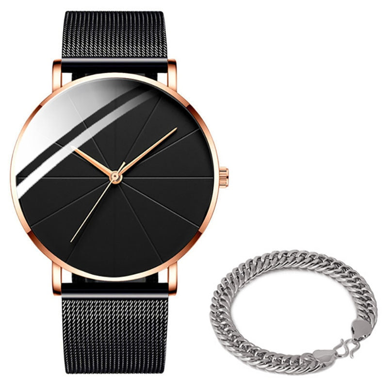 2022 Minimalist Men's Fashion Watches Simple Men Business Ultra Thin Stainless Steel Mesh Belt Quartz Watch relogio masculino