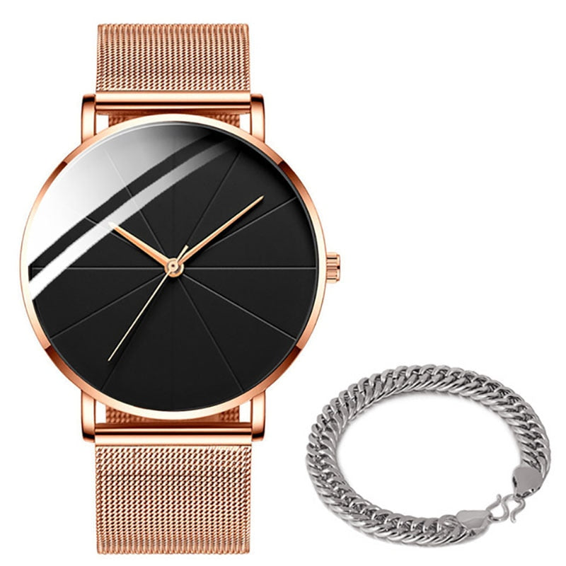 2022 Minimalist Men's Fashion Watches Simple Men Business Ultra Thin Stainless Steel Mesh Belt Quartz Watch relogio masculino