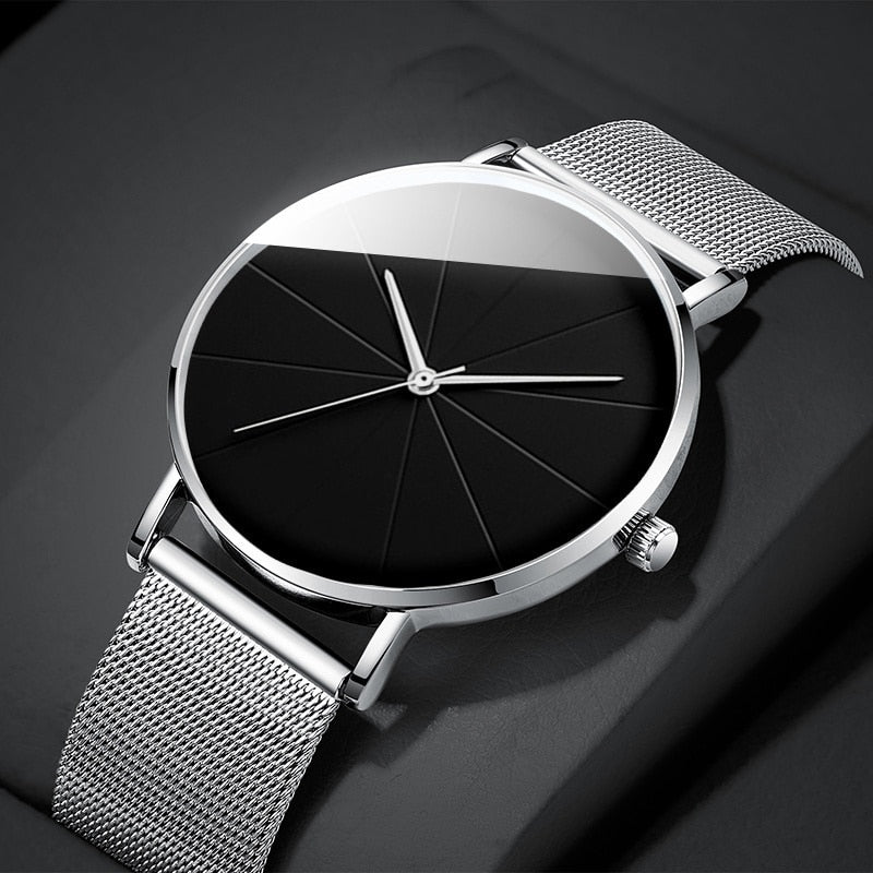 2022 Minimalist Men's Fashion Watches Simple Men Business Ultra Thin Stainless Steel Mesh Belt Quartz Watch relogio masculino