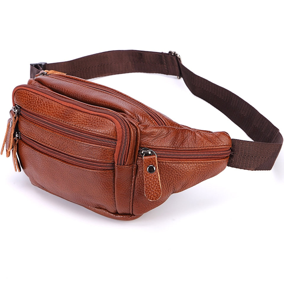Sac banane en cuir véritable pour hommes, pochette de téléphone, sacoches de marque, sac banane de voyage pour hommes