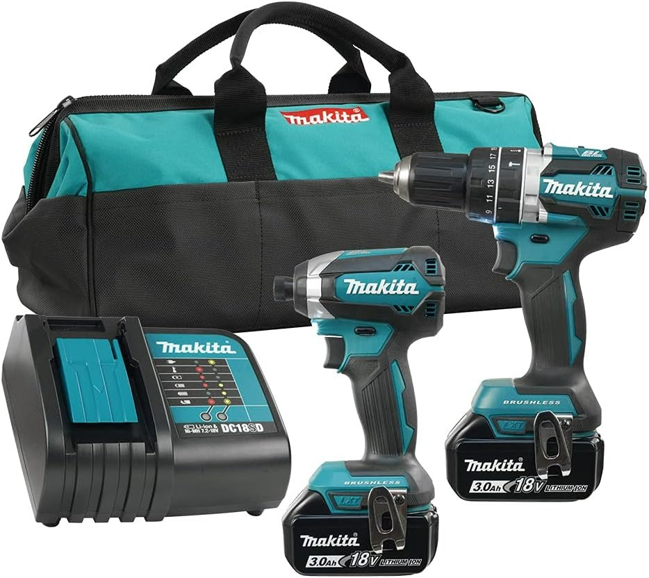 Makita DLX2141SY 18V LXT Cordless Compact 2-Tool Combo Kit with 2 Batteries (1.5 Ah), Charger & Tool Case