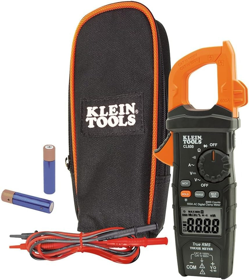 Digital Clamp Meter AC/DC Auto-Ranging 600 Amp Measures Voltage, Resistance, More Klein Tools CL600