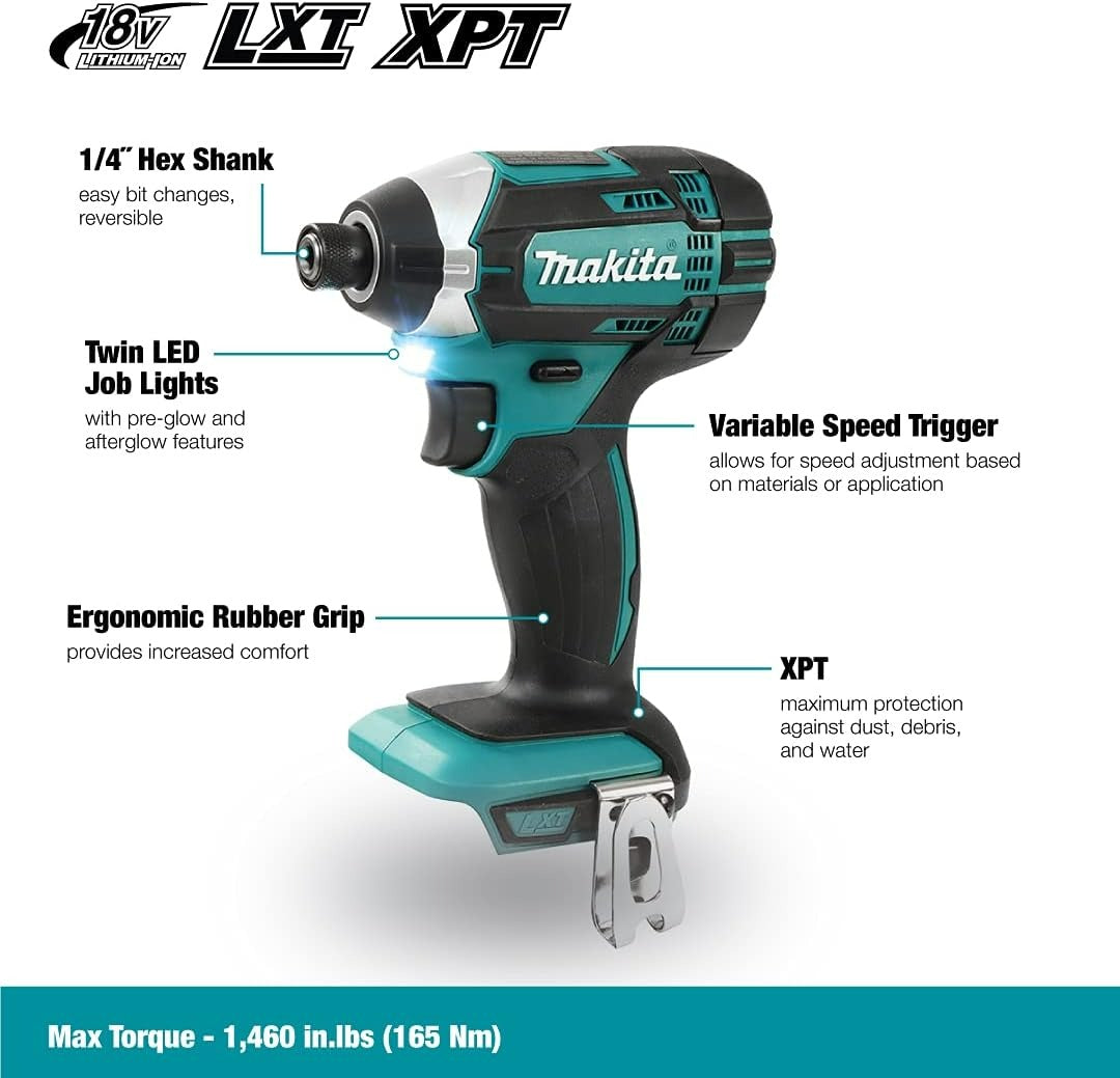 Makita DLX2141SY 18V LXT Cordless Compact 2-Tool Combo Kit with 2 Batteries (1.5 Ah), Charger & Tool Case