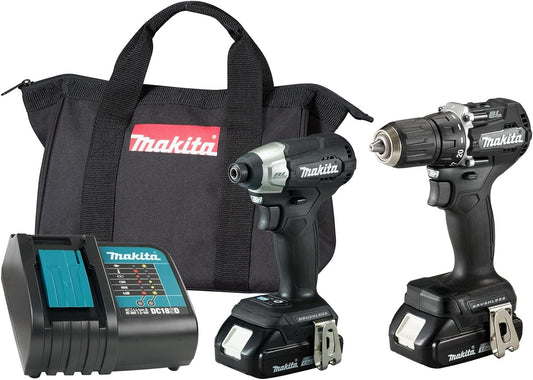 Makita DLX2423BX3 18V LXT Brushless Cordless Sub-Compact 2-Tool Combo Kit with 2 Batteries (1.5 Ah), Charger & Tool Bag
