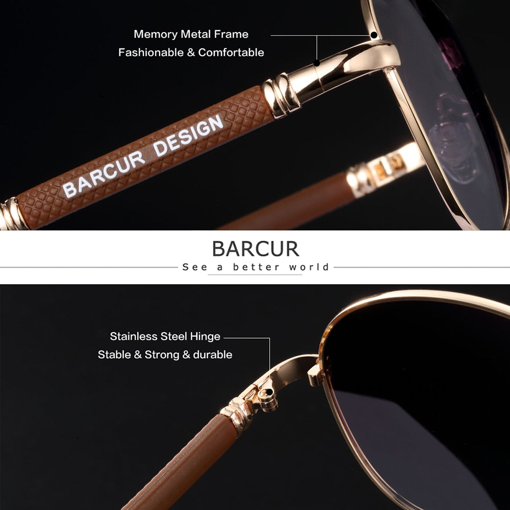 BARCUR Design Titanium Alloy Sunglasses Polarized Men&#39;s Sun Glasses Women Pilot Gradient Eyewear Mirror Shades Oculos De Sol
