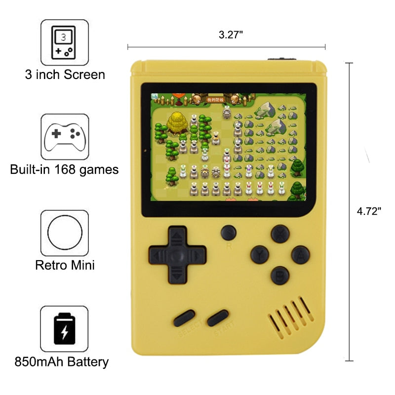 Children Retro Mini Portable Handheld Game Console Players 3.0 Inch 168 Built In Classic-FC Games Handheld Game player