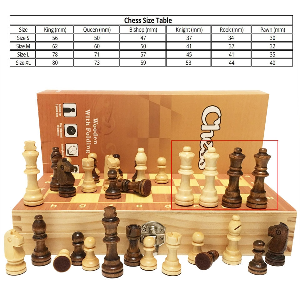 4 Queens Magnetic Chess Wooden Chess Set International Chess Game Wooden Chess Pieces Foldable Wooden Chessboard Gift Toy I55