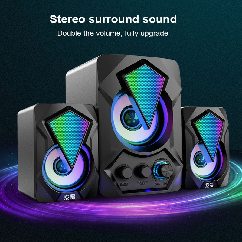 USB Wired Computer Speakers bluetooth speaker column Subwoofer Audio Speaker Multimedia Loudspeaker  for Laptop Desktop Phone