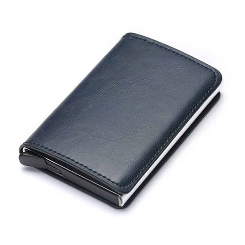 Customized Wallet Credit Bank Card Holder Men Smart Wallet RFID Aluminium Box Cardholder Retro Leather Wallets Money Clips Purse