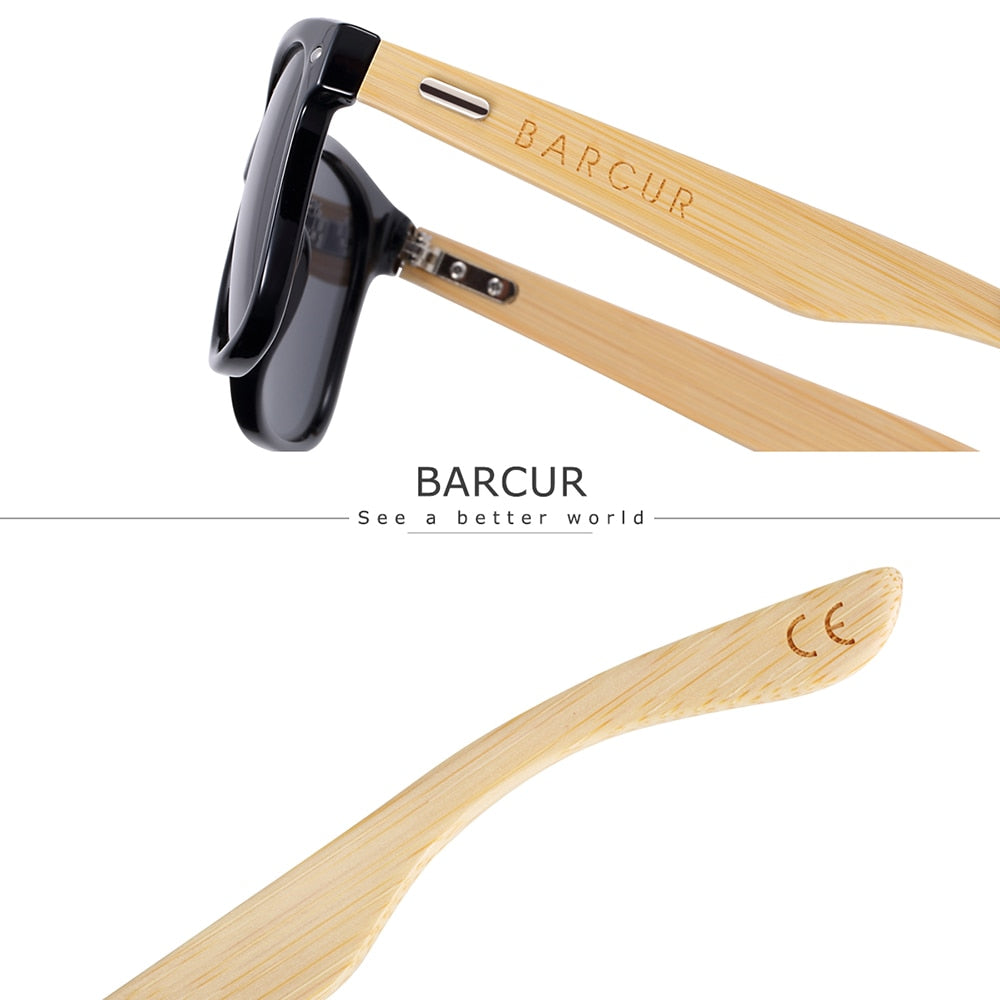 BARCUR Wood Sunglasses Spring Hinge Handmade Bamboo Sunglasses Men Wooden Sun glasses Women Polarized Oculos de sol masculino