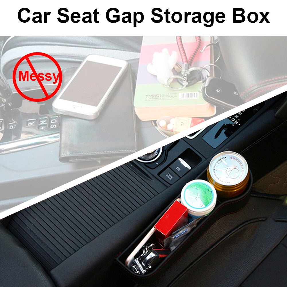 Car Seat Gap Storage Box Cup PU Leather Pocket Catcher Organizer Phone Bottle Cups Holder Multifunctional Car Accessories