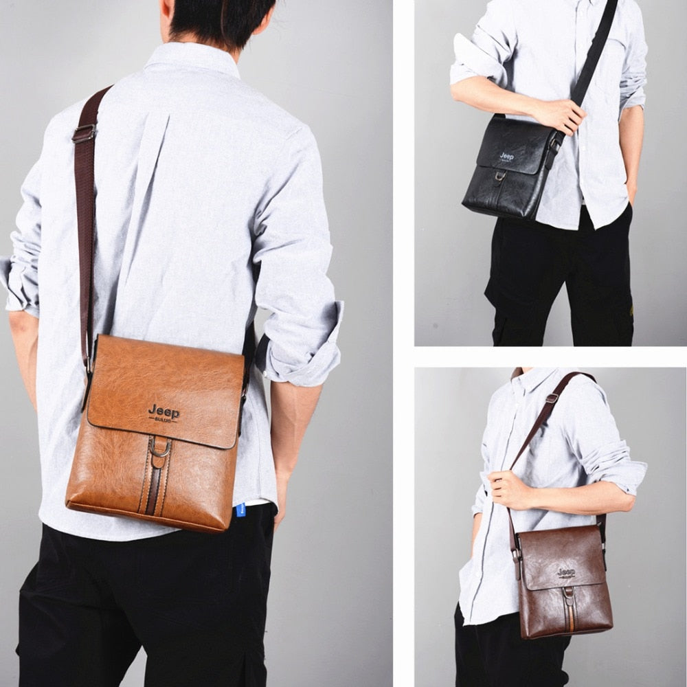 JEEP BULUO Classic Design Business Man Bag Vintage Brand Mens Messenger Bag Casual Shoulder Bag For Male bolsa Hot New Black