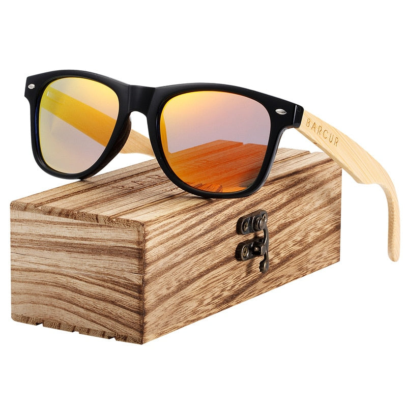 BARCUR Wood Sunglasses Spring Hinge Handmade Bamboo Sunglasses Men Wooden Sun glasses Women Polarized Oculos de sol masculino