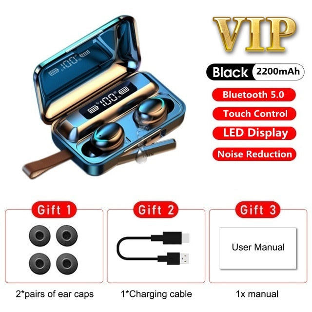 09 9D TWS Bluetooth 5.0 Earphones 2200mAh Charging Box Wireless Headphone Stereo Sports Waterproof Earbuds Headsets With Mic