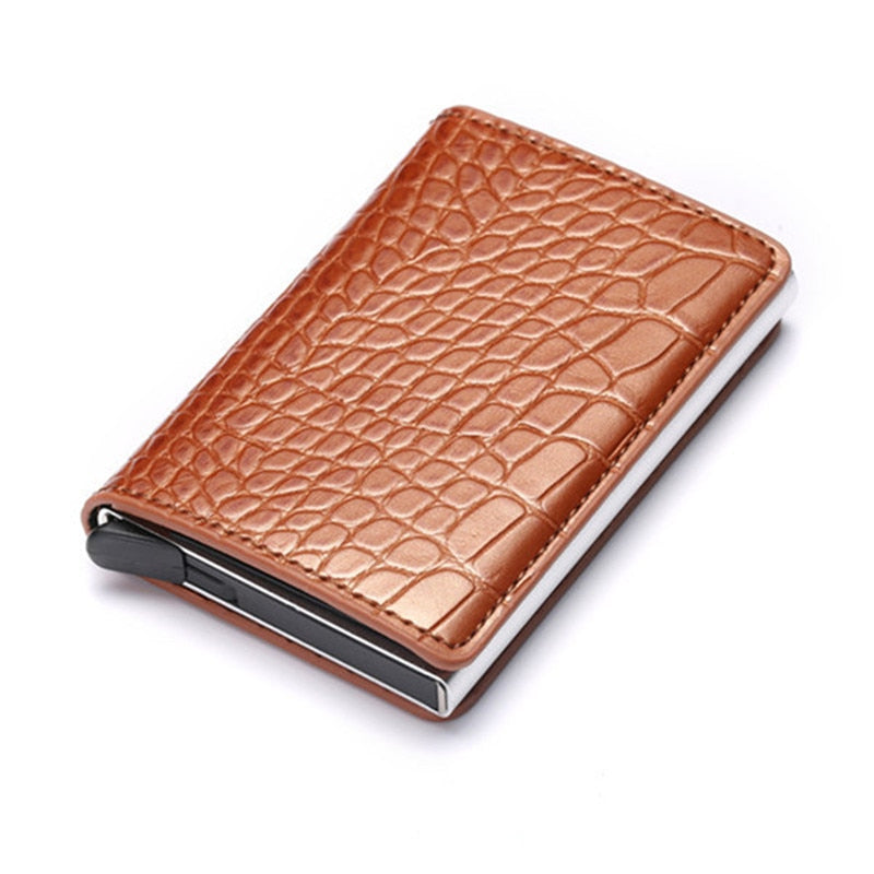 Customized Wallet Credit Bank Card Holder Men Smart Wallet RFID Aluminium Box Cardholder Retro Leather Wallets Money Clips Purse