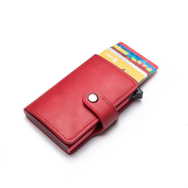 Customized Wallet Credit Bank Card Holder Men Smart Wallet RFID Aluminium Box Cardholder Retro Leather Wallets Money Clips Purse