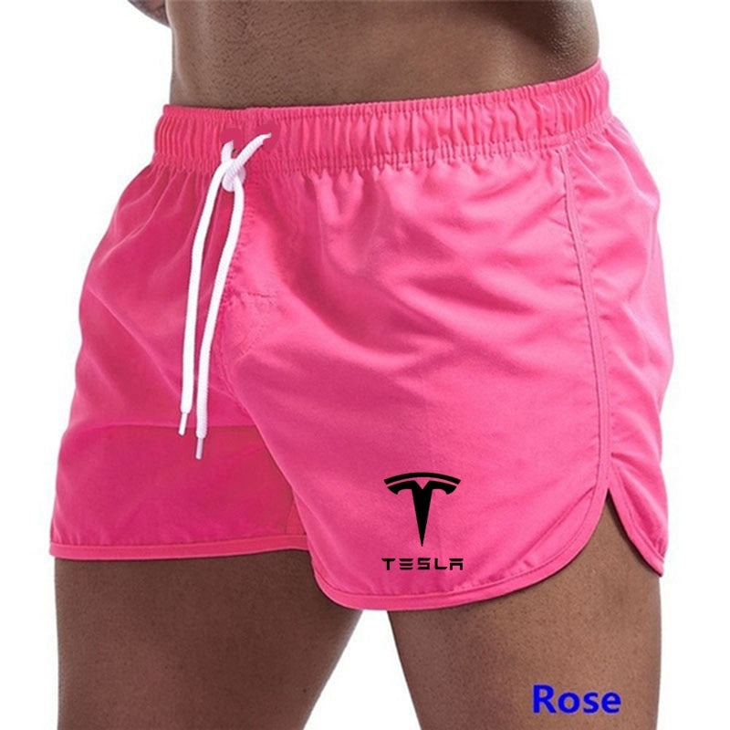 Tesla Men&#39;s Shorts Summer Swimwear Men Swimsuit Swimming Trunks Boxer Short Sexy Beach Shorts Surf Board Men&#39;s Clothing Pants