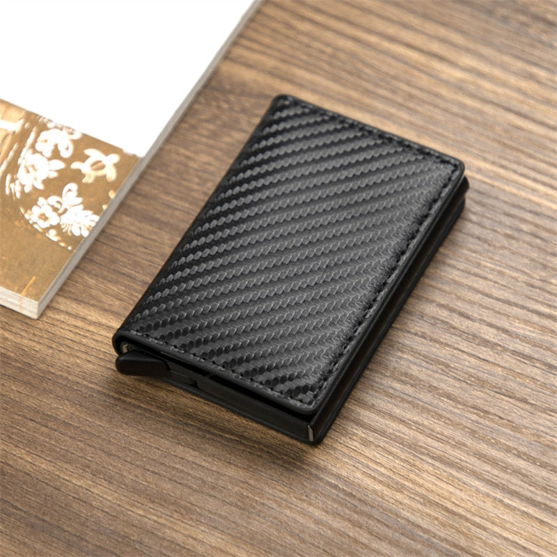 Customized Wallet Credit Bank Card Holder Men Smart Wallet RFID Aluminium Box Cardholder Retro Leather Wallets Money Clips Purse