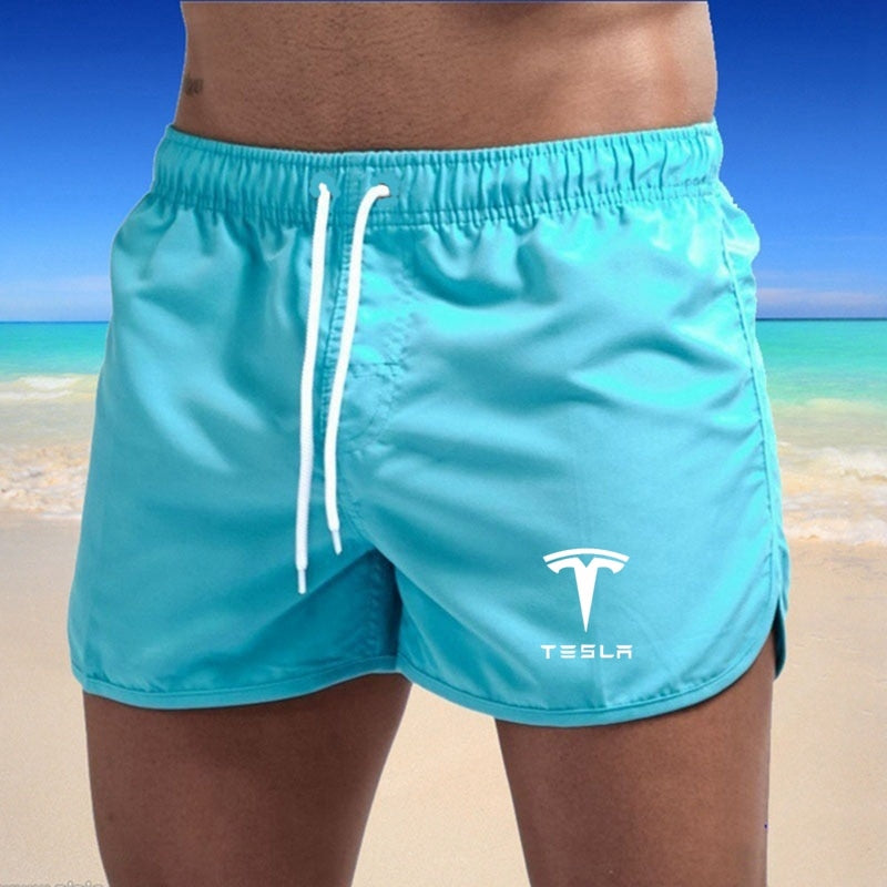 Tesla Men&#39;s Shorts Summer Swimwear Men Swimsuit Swimming Trunks Boxer Short Sexy Beach Shorts Surf Board Men&#39;s Clothing Pants