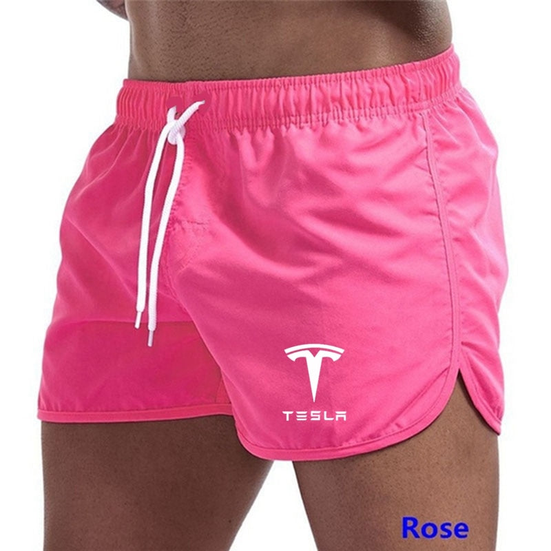 Tesla Men&#39;s Shorts Summer Swimwear Men Swimsuit Swimming Trunks Boxer Short Sexy Beach Shorts Surf Board Men&#39;s Clothing Pants