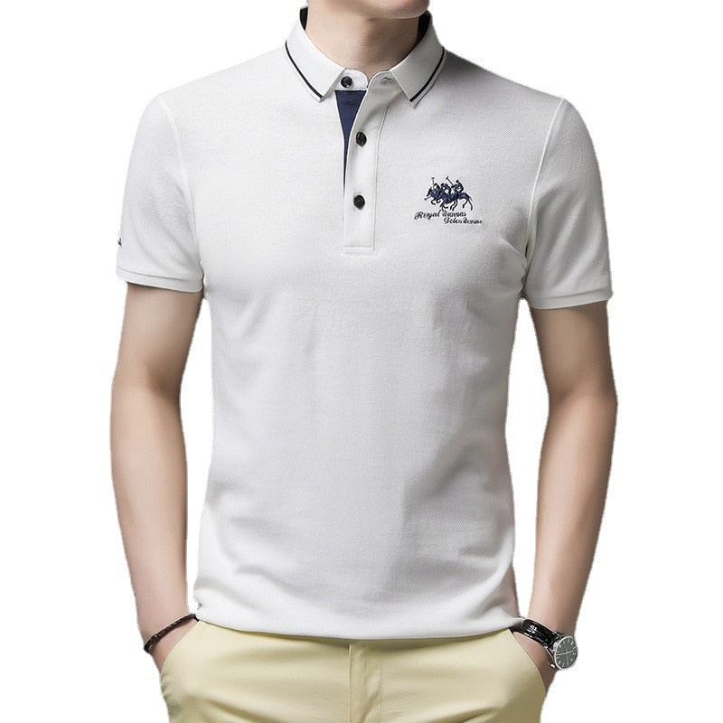 2023 New Embroidered Polo Shirt Men&#39;s High-end Luxury Top Summer Casual Lapel Short Sleeve T-shirt Korean Fashion Men&#39;s