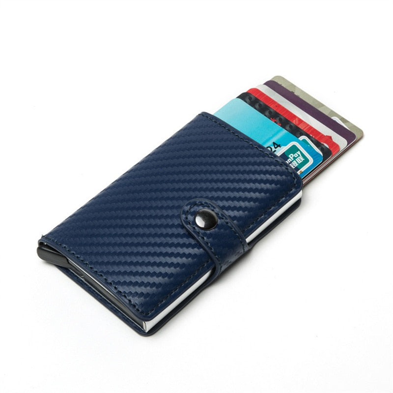 Customized Wallet Credit Bank Card Holder Men Smart Wallet RFID Aluminium Box Cardholder Retro Leather Wallets Money Clips Purse