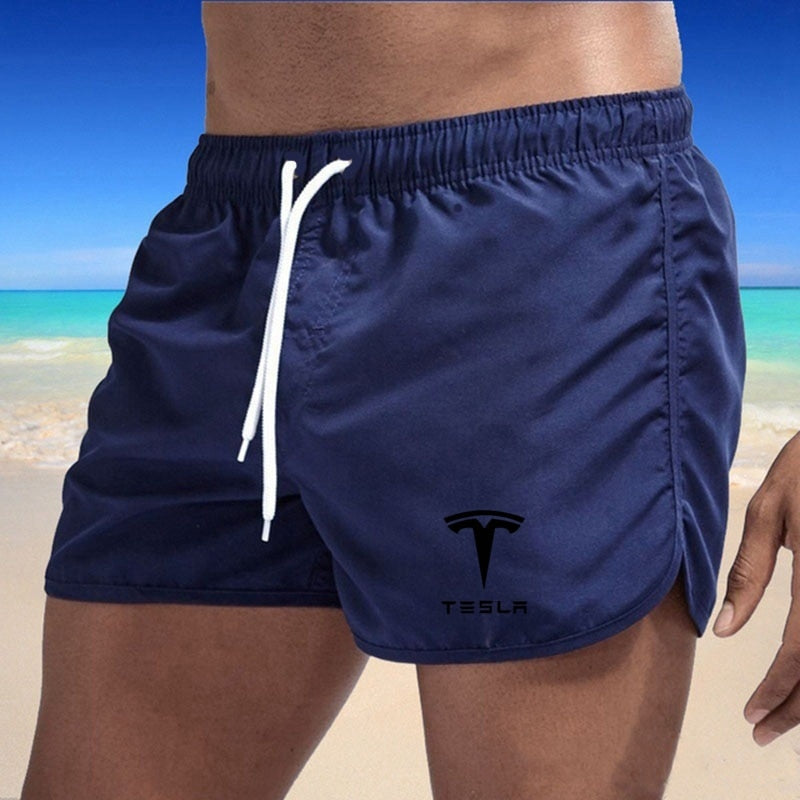 Tesla Men&#39;s Shorts Summer Swimwear Men Swimsuit Swimming Trunks Boxer Short Sexy Beach Shorts Surf Board Men&#39;s Clothing Pants