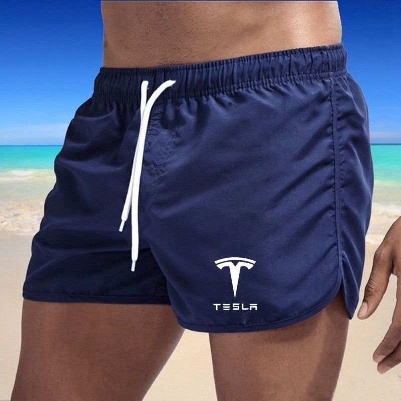 Tesla Men&#39;s Shorts Summer Swimwear Men Swimsuit Swimming Trunks Boxer Short Sexy Beach Shorts Surf Board Men&#39;s Clothing Pants